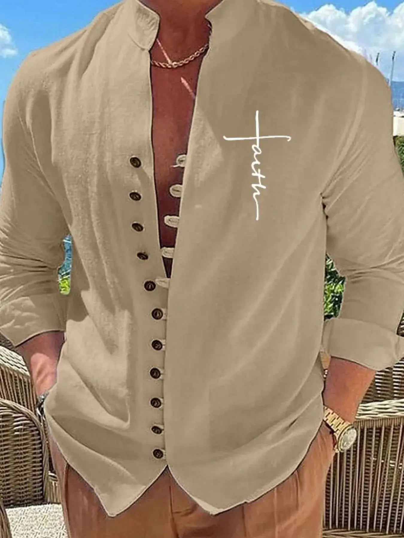 Men's Full Size Button Down Casual Shirt Plus Size