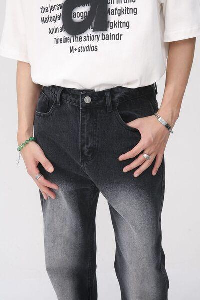 Men's Washed Straight Leg Jeans - Clothes For Her Online Store