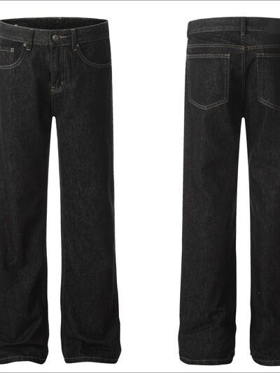 Men's Straight Leg Jeans with Pockets - Clothes For Her Online Store