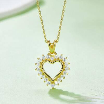 Moissanite 925 Sterling Silver Heart Pendant Necklace - Clothes For Her Online Store