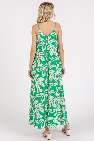 Mittoshop Printed V-Neck Maxi Cami Dress with Pockets - Clothes For Her Online Store