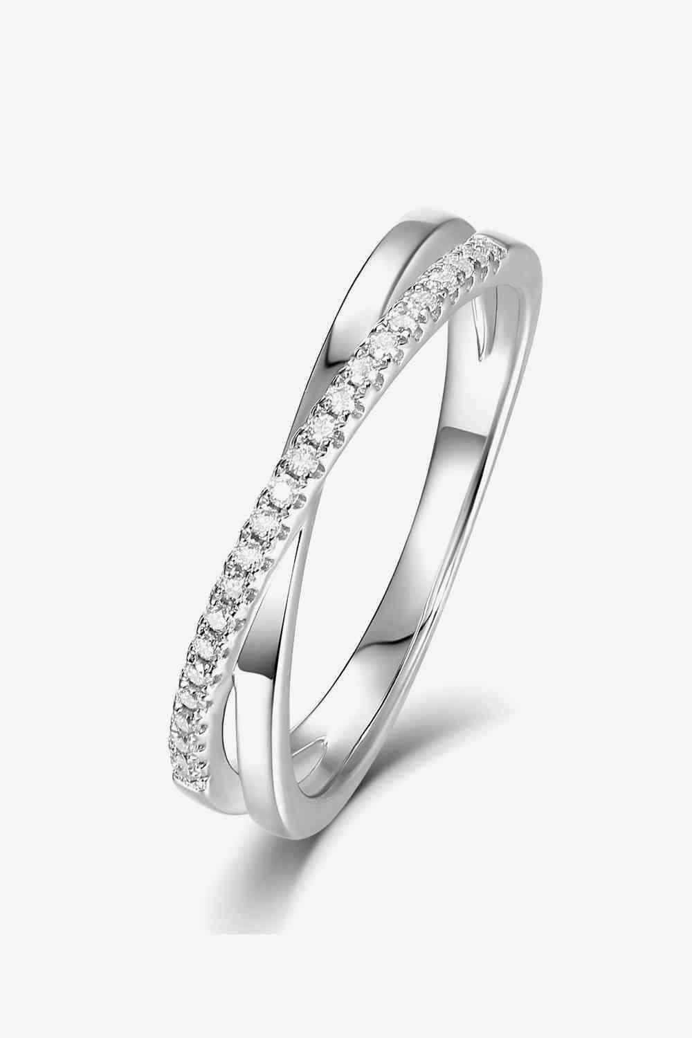 Adored Moissanite Crisscross 925 Sterling Silver Ring - Clothes For Her Online Store