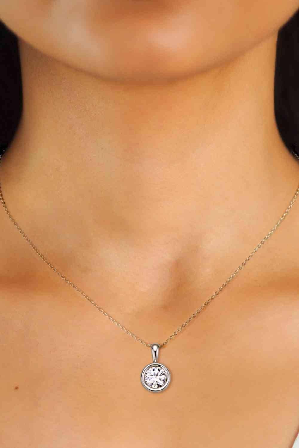 2 Carat Moissanite 925 Sterling Silver Necklace - Clothes For Her Online Store