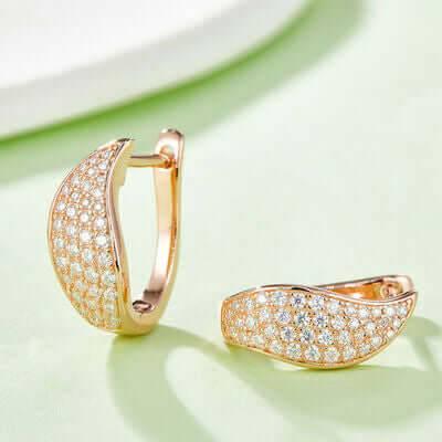 Moissanite 925 Sterling Silver Leaf Huggie Earrings - Clothes For Her Online Store