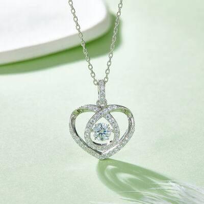 Moissanite 925 Sterling Silver Heart Shape Necklace - Clothes For Her Online Store