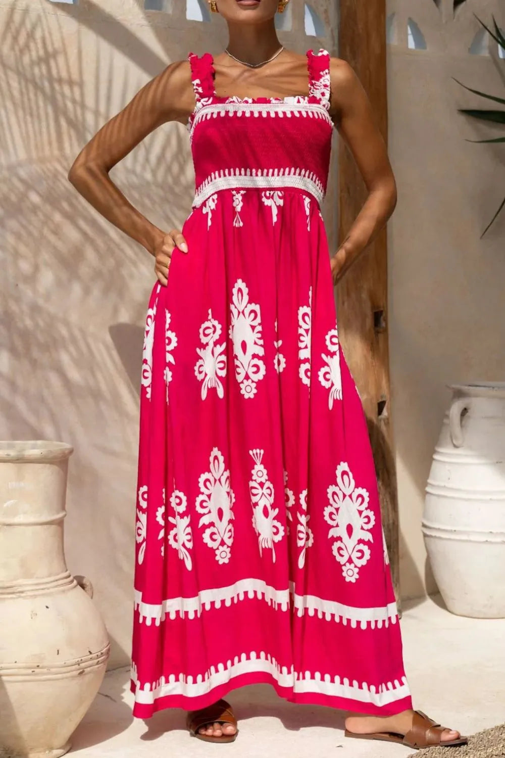 Printed Square Neck Cami Dress