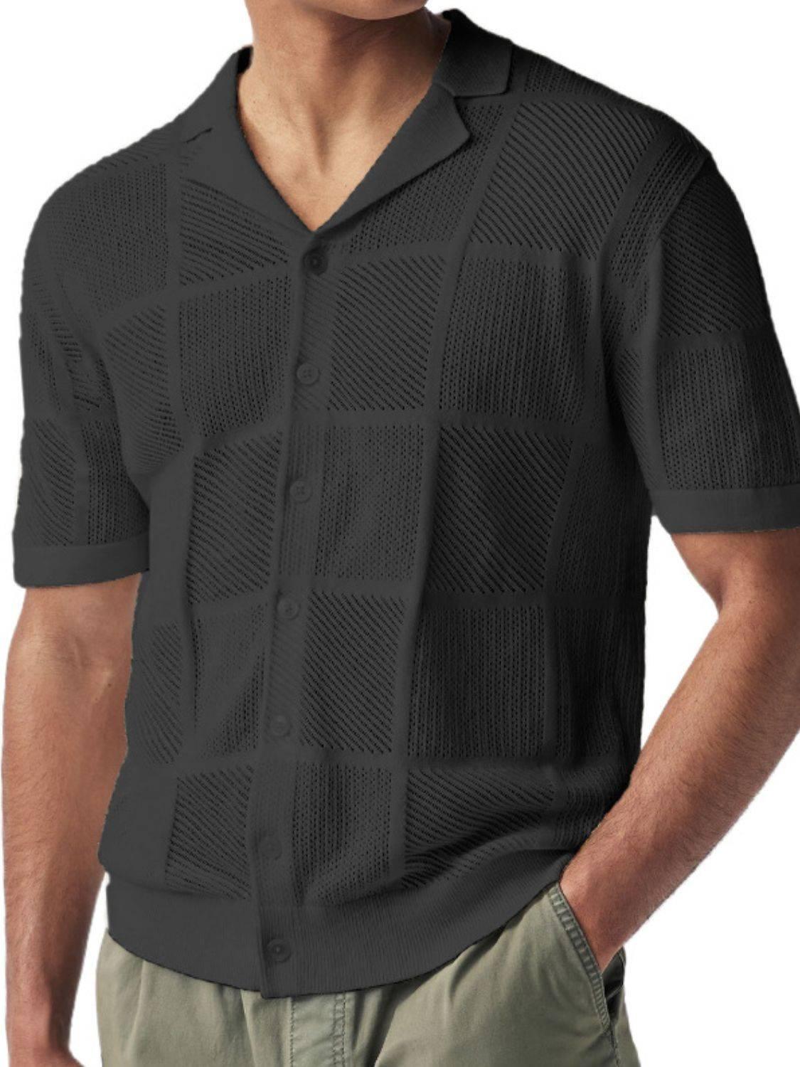 Men's Button Down Checkered Eyelet Shirt - Clothes For Her Online Store