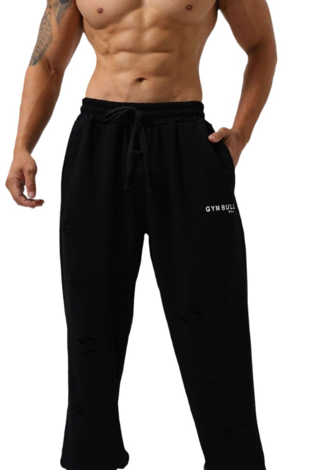 Men's Plus Size Distressed Drawstring Joggers