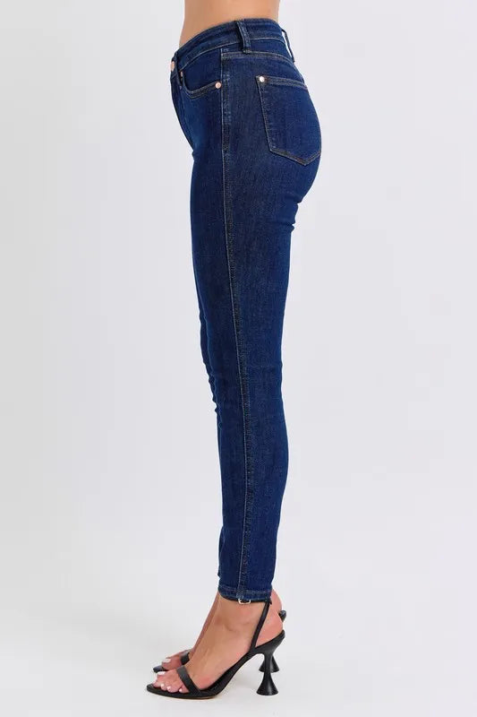 Judy Blue Full Size Midi Rise Tummy Control Classic Skinny Jeans Plus Size