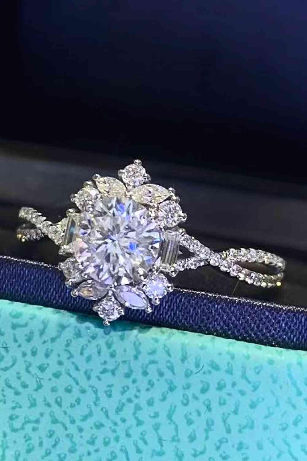 Floral 2 Carat Moissanite Crisscross Ring - Clothes For Her Online Store