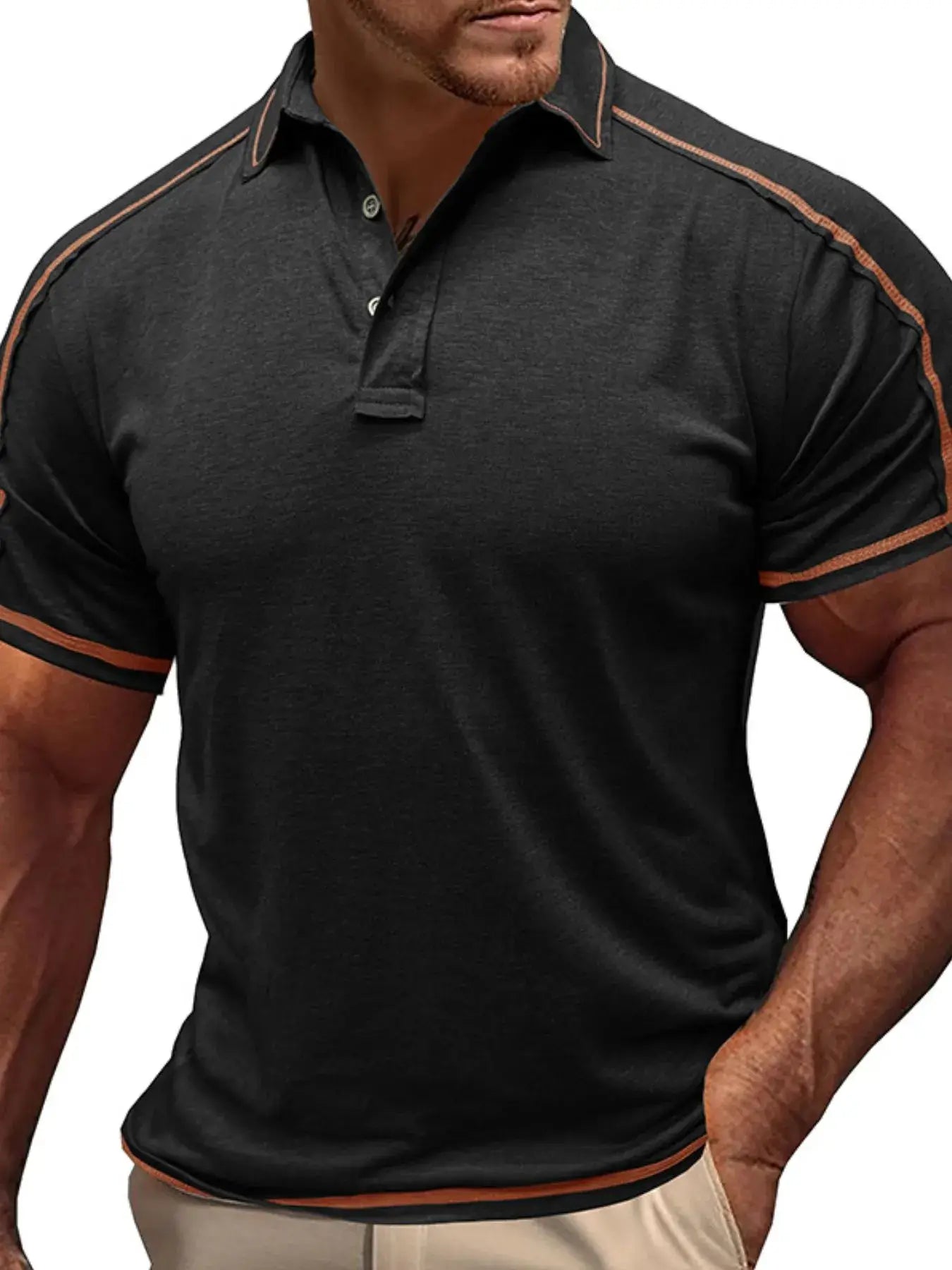 Men's Collared Neck Polo Shirt with Contrast Piping