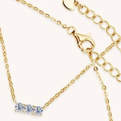 925 Sterling Silver Inlaid Moissanite Bar Necklace - Clothes For Her Online Store