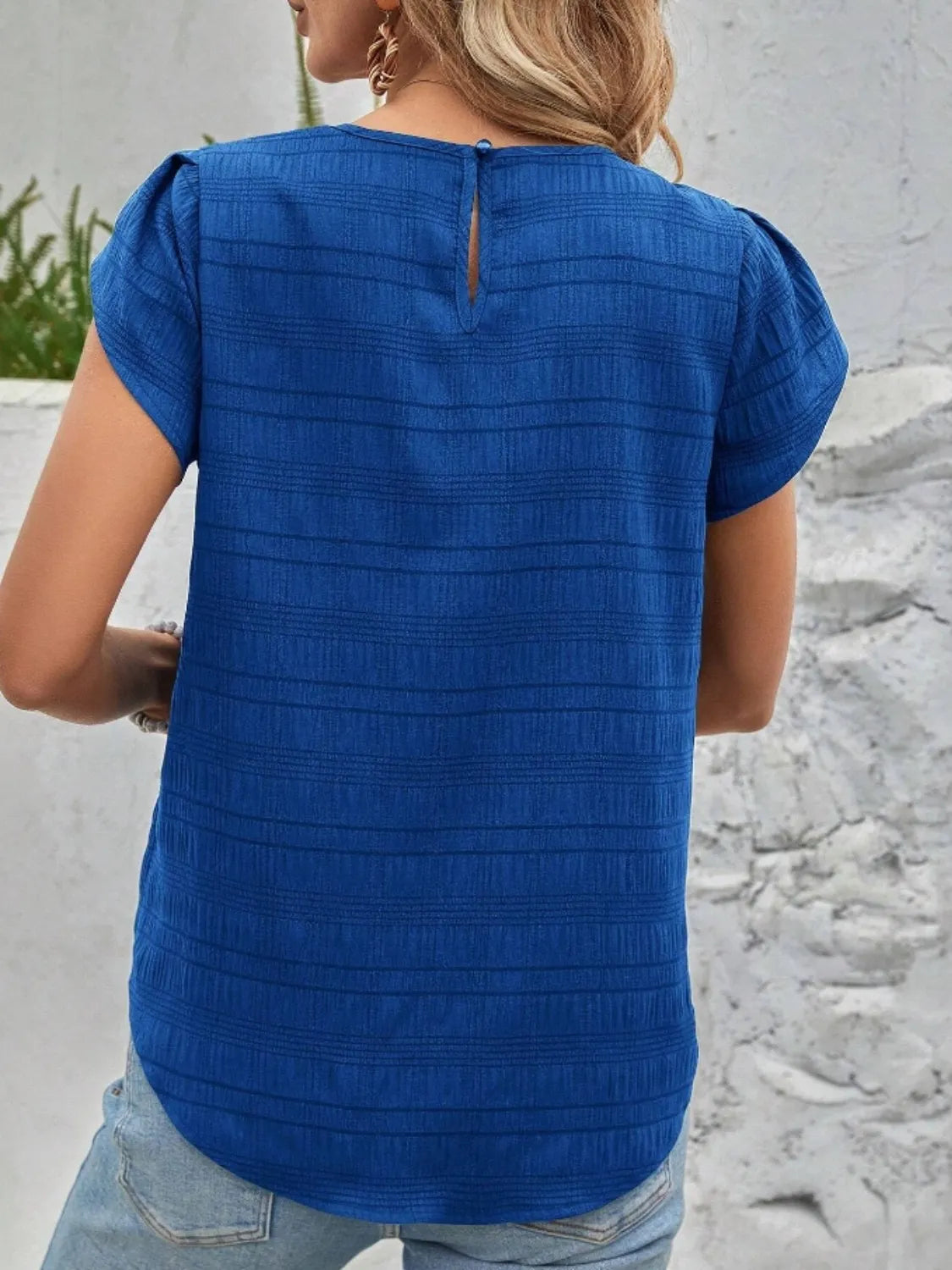 Round Neck Petal Sleeve Top