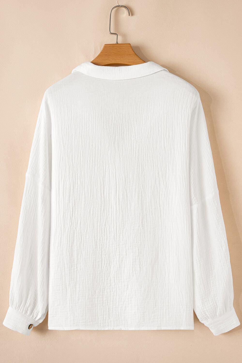 Button Down Collared Neck Long Sleeve Shirt - Clothes For Her Online Store