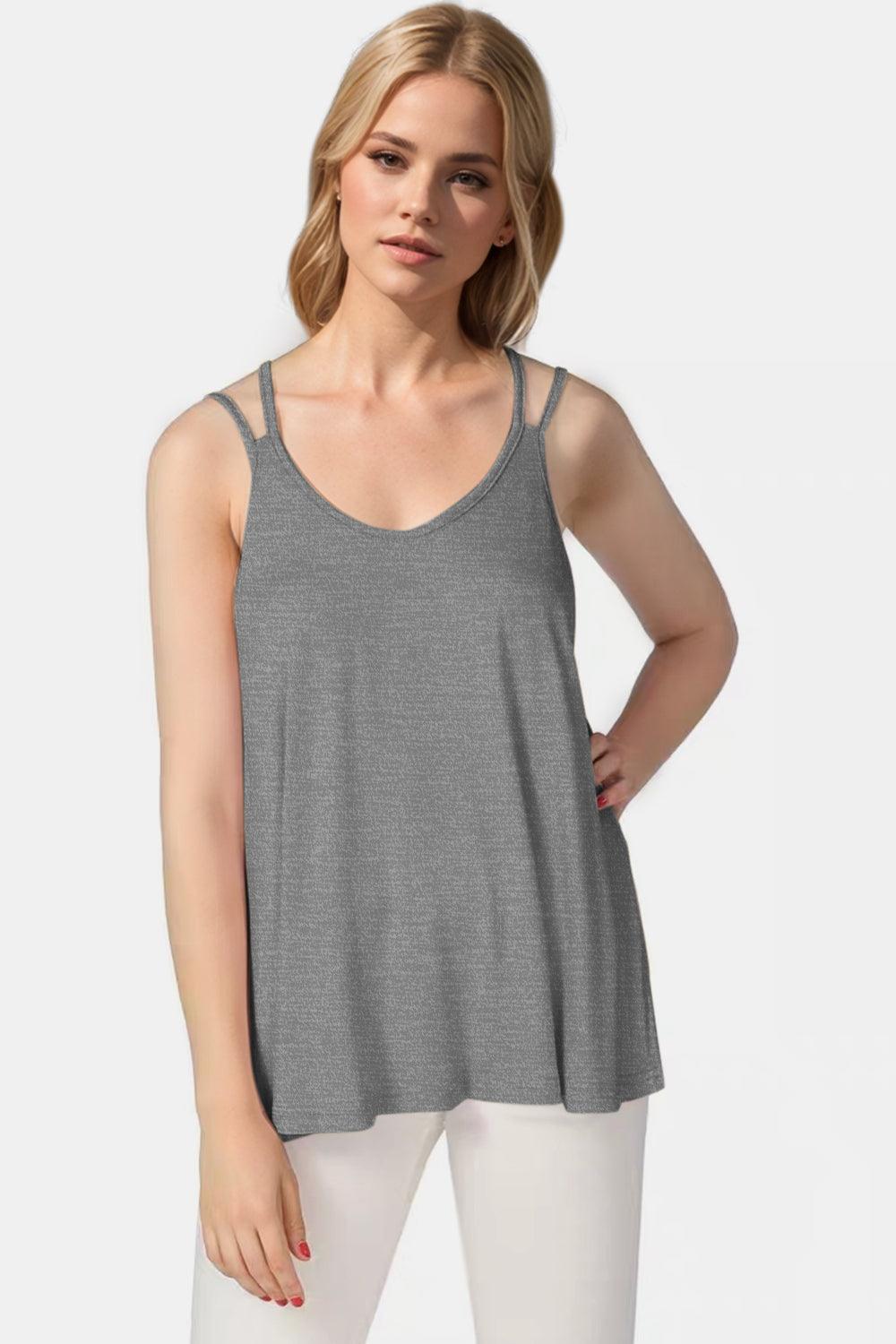Basic Bae Bamboo Scoop Neck Double Spaghetti Straps Cami - Clothes For Her Online Store