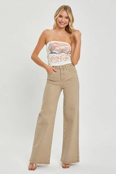 RISEN Full Size Tummy Control High Rise Wide Leg Jeans Plus Size - Clothes For Her Online Store