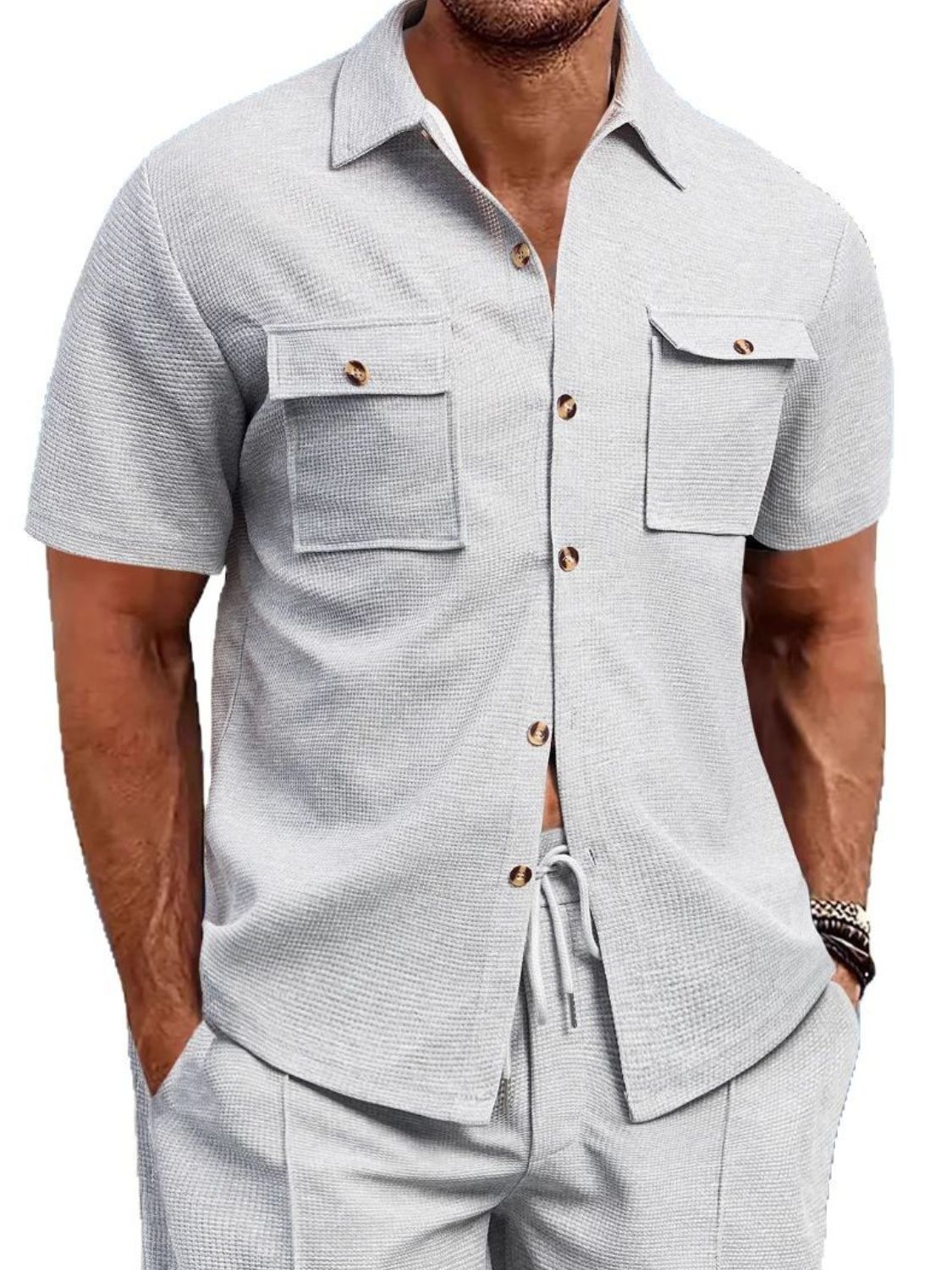 Men's Full Size Button Down Short Sleeve Shirt Plus Size - Clothes For Her Online Store