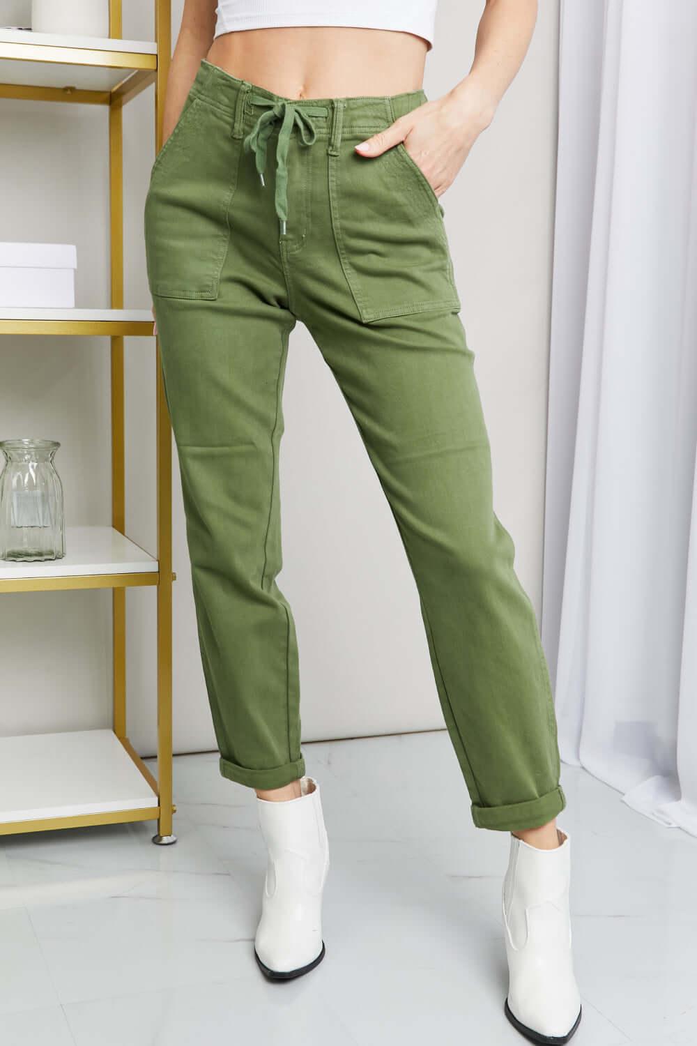 Judy Blue Full Size Drawstring Waist Pocket Jeans - Clothes For Her Online Store