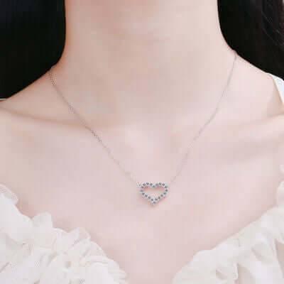Moissanite 925 Sterling Silver Heart Shape Necklace - Clothes For Her Online Store