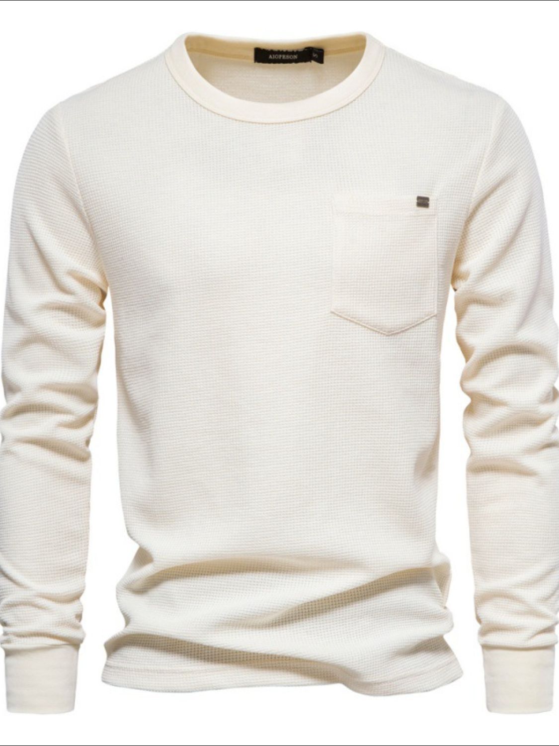 Men's Waffle-Knit Round Neck T-Shirt - Clothes For Her Online Store