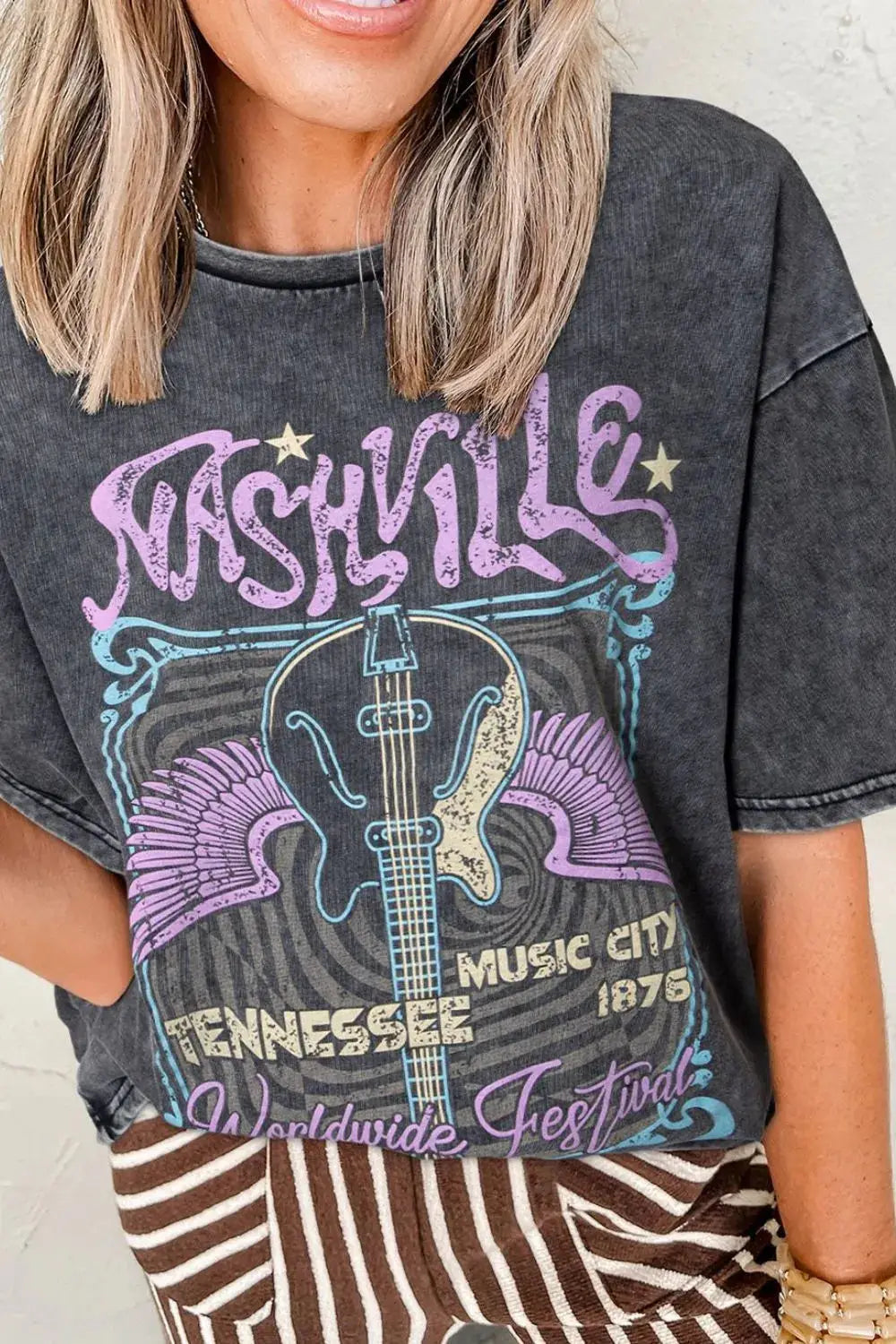 Graphic Mineral Washed Vintage Tee - Clothes For Her Online Store