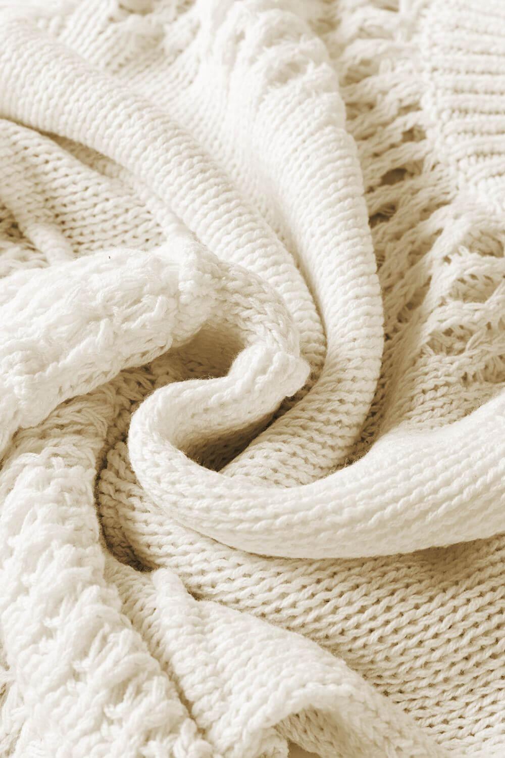 Pointelle Knit Puff Sleeve Sweater - Clothes For Her Online Store