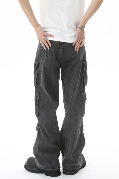 Men's Multi-Pocket Pleated Cargo Jeans - Clothes For Her Online Store