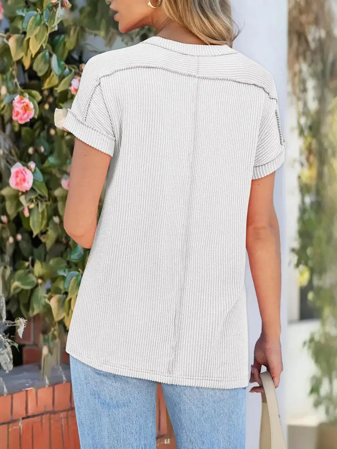 Round Neck Short Sleeve T-Shirt - Clothes For Her Online Store