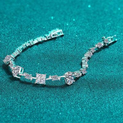 6.2 Carat Moissanite 925 Sterling Silver Bracelet - Clothes For Her Online Store