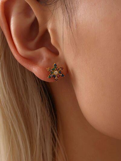 Stainless Steel Snowflake Stud Earrings - Clothes For Her Online Store