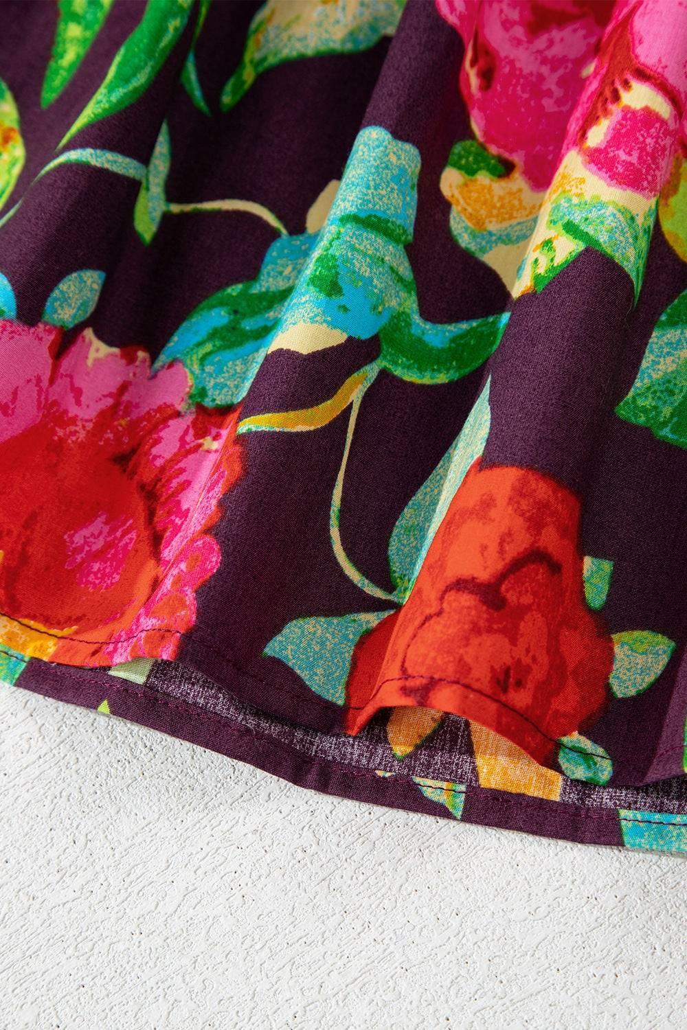 Flower Embroidered Trim Half Sleeve Blouse - Clothes For Her Online Store