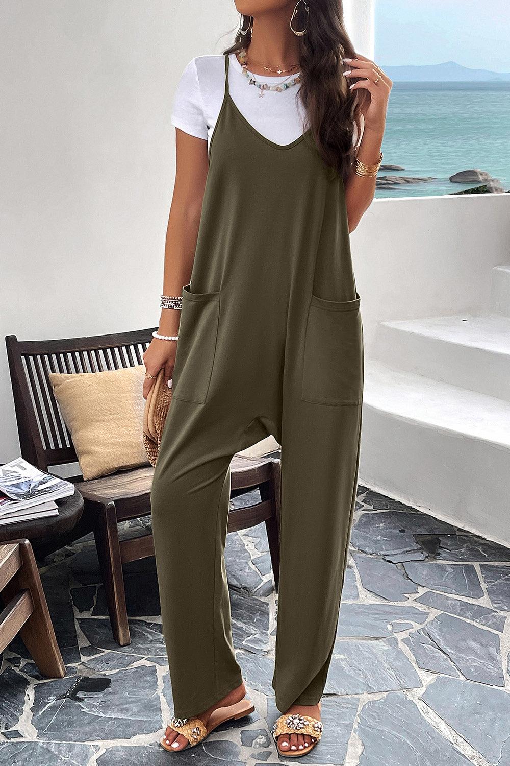 Devine Pocketed Spaghetti Strap Overalls - Clothes For Her Online Store