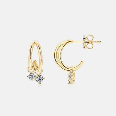 925 Sterling Silver Moissanite C-Hoop Earrings - Clothes For Her Online Store