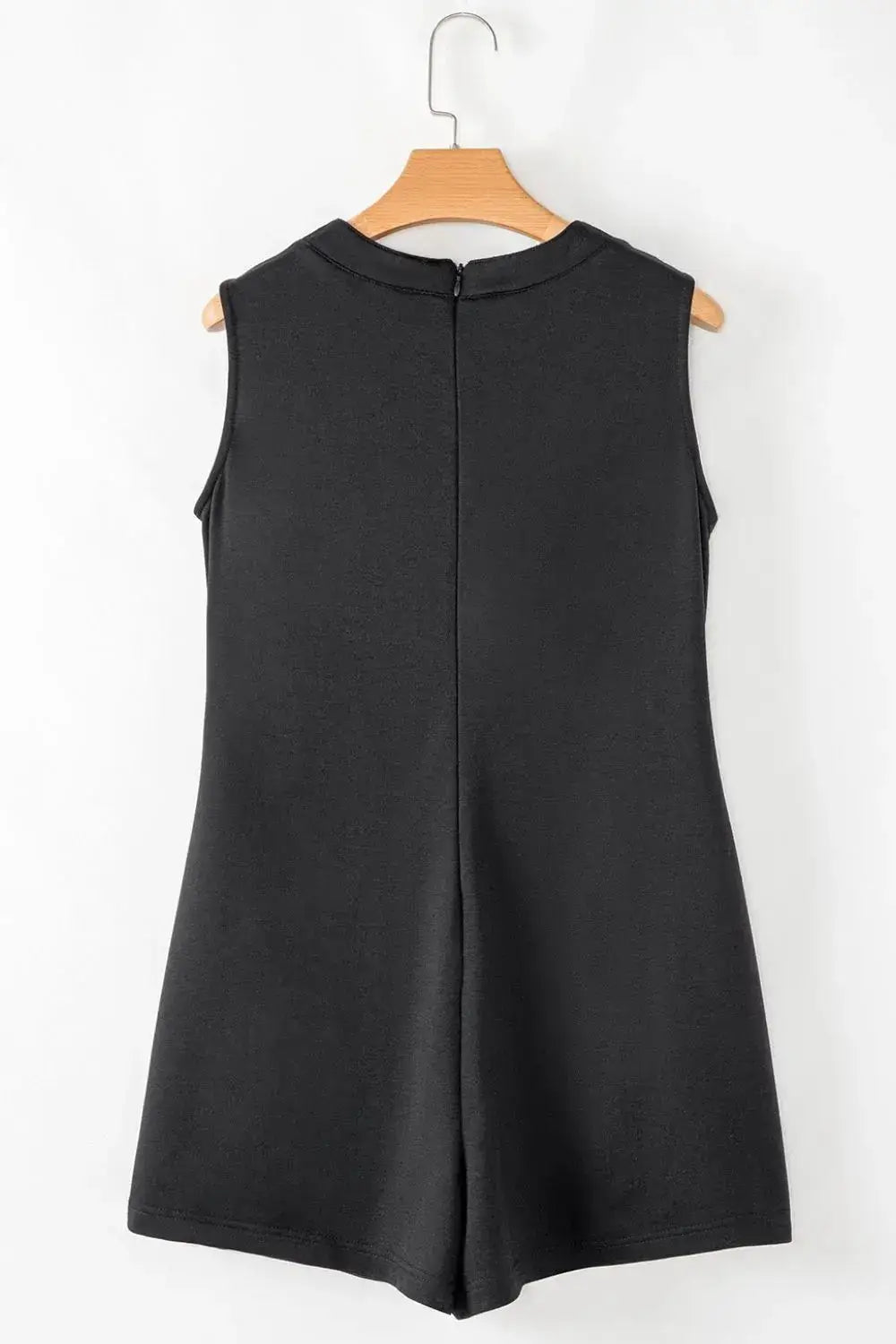 Tie V Neck Pintuck Sleeveless Loose Romper