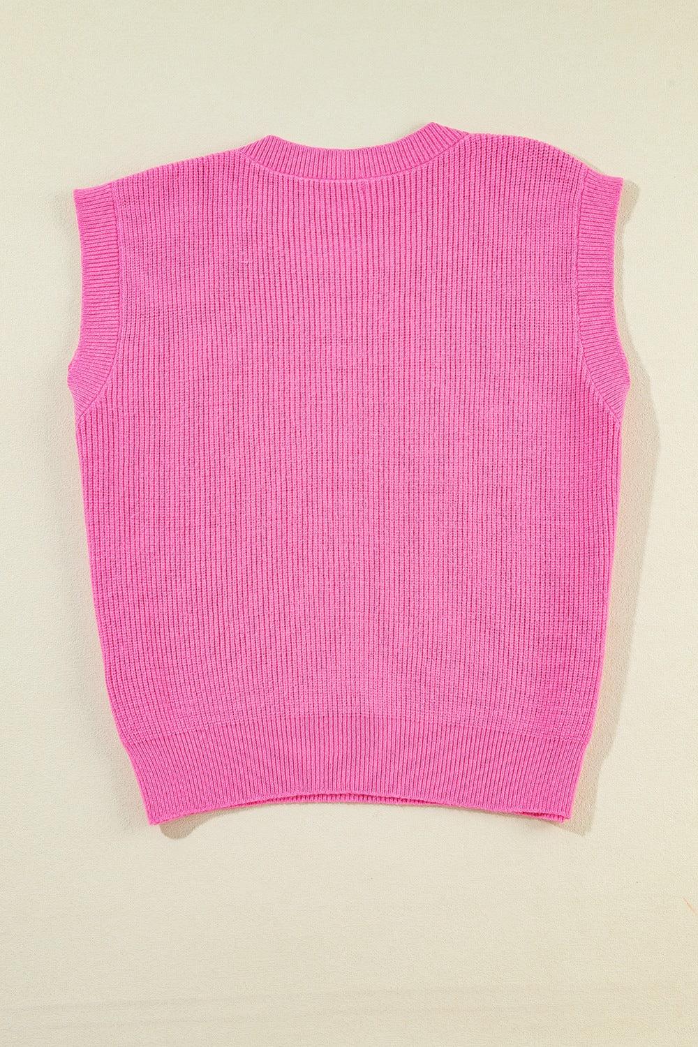 Sequin US Flag Round Neck Sweater Vest - Clothes For Her Online Store