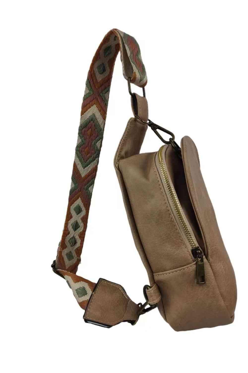 Random Pattern Adjustable Strap PU Leather Sling Bag - Clothes For Her Online Store