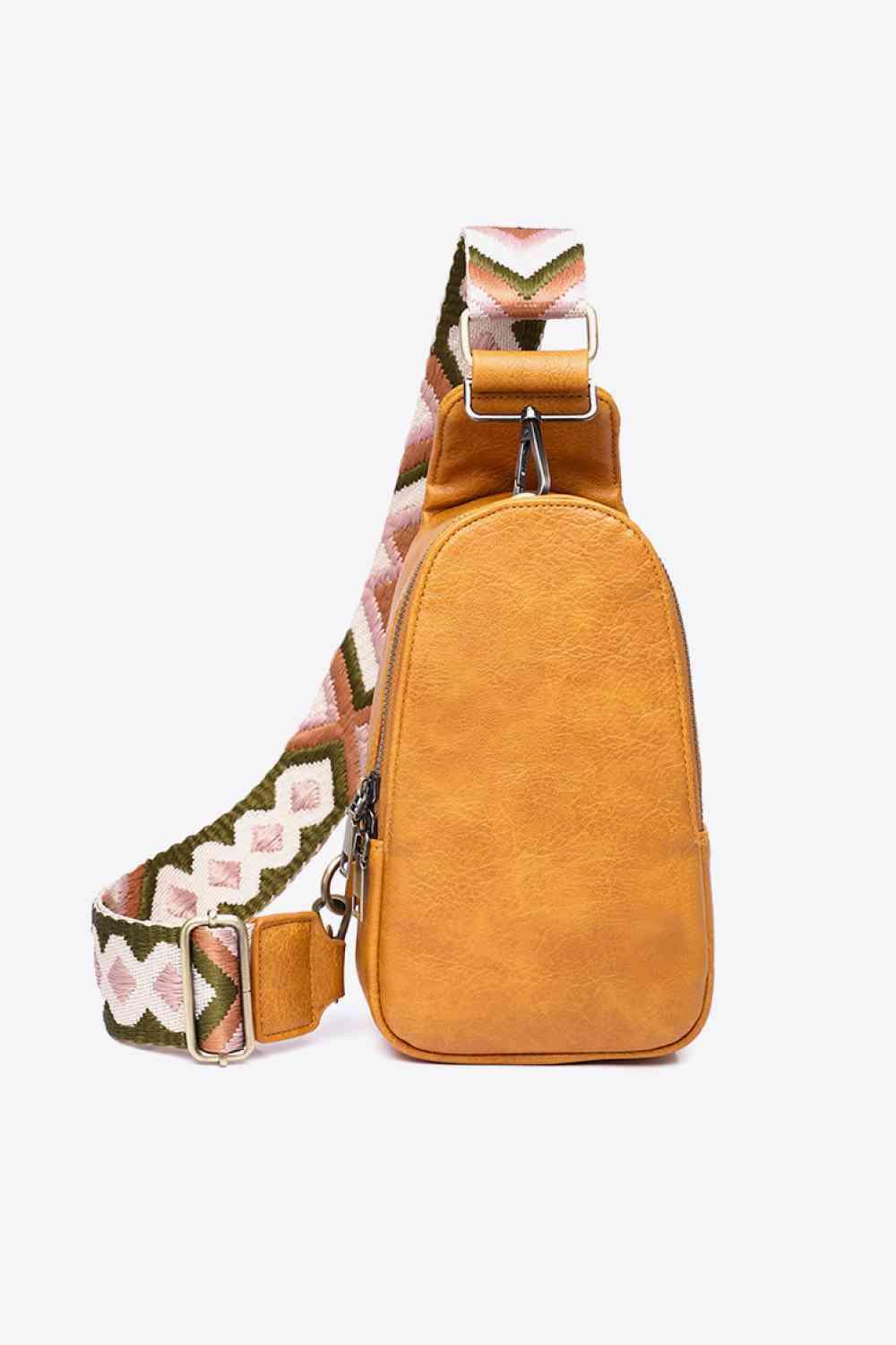 Random Pattern Adjustable Strap PU Leather Sling Bag - Clothes For Her Online Store