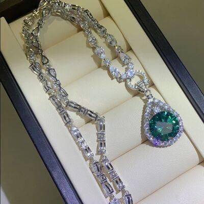 10 Carat Moissanite 925 Sterling Silver Teardrop Shape Necklace - Clothes For Her Online Store