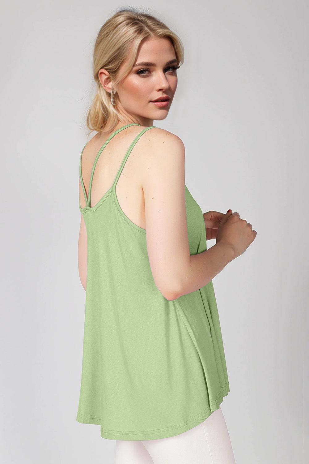 Basic Bae Bamboo Scoop Neck Double Spaghetti Straps Cami - Clothes For Her Online Store