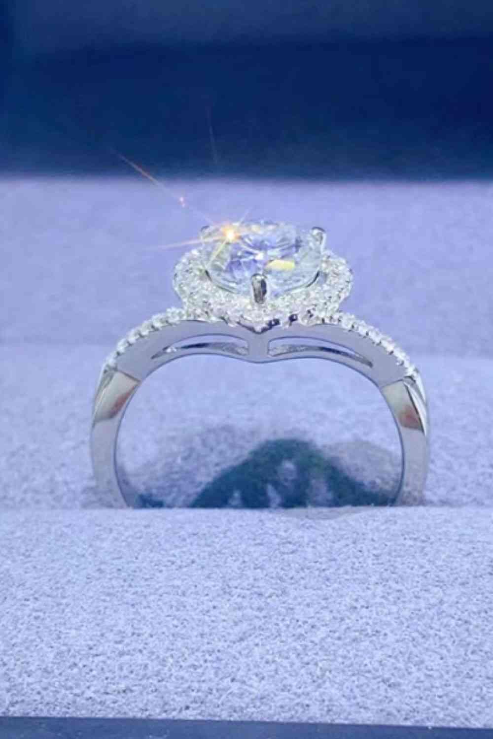 Adored 1 Carat Moissanite 925 Sterling Silver Heart Ring - Clothes For Her Online Store
