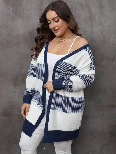 Plus Size Open Front Long Sleeve Cardigan - Clothes For Her Online Store