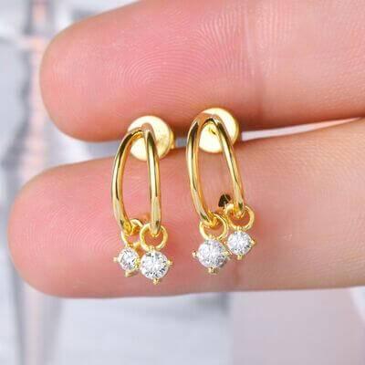 925 Sterling Silver Moissanite C-Hoop Earrings - Clothes For Her Online Store