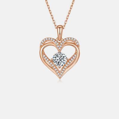 1.2 Carat Moissanite 925 Sterling Silver Heart Necklace - Clothes For Her Online Store