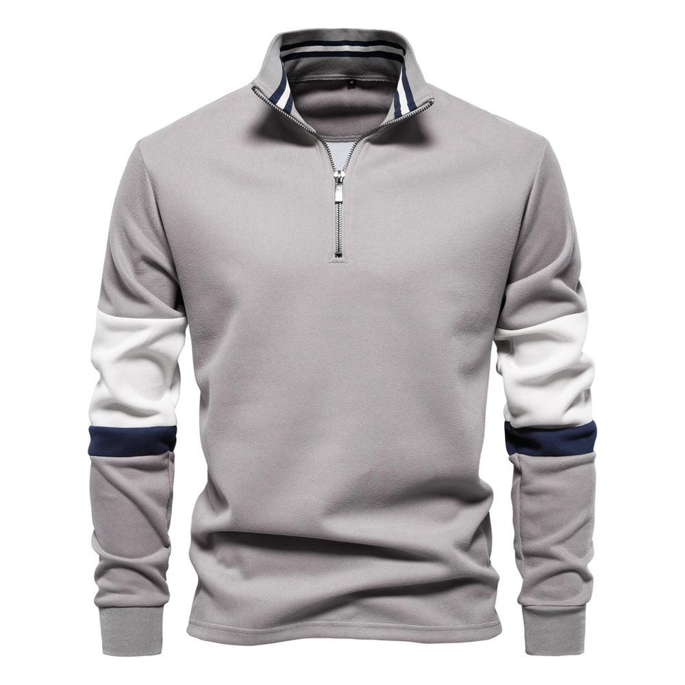Men's Color Block Long Sleeve Polo - Clothes For Her Online Store