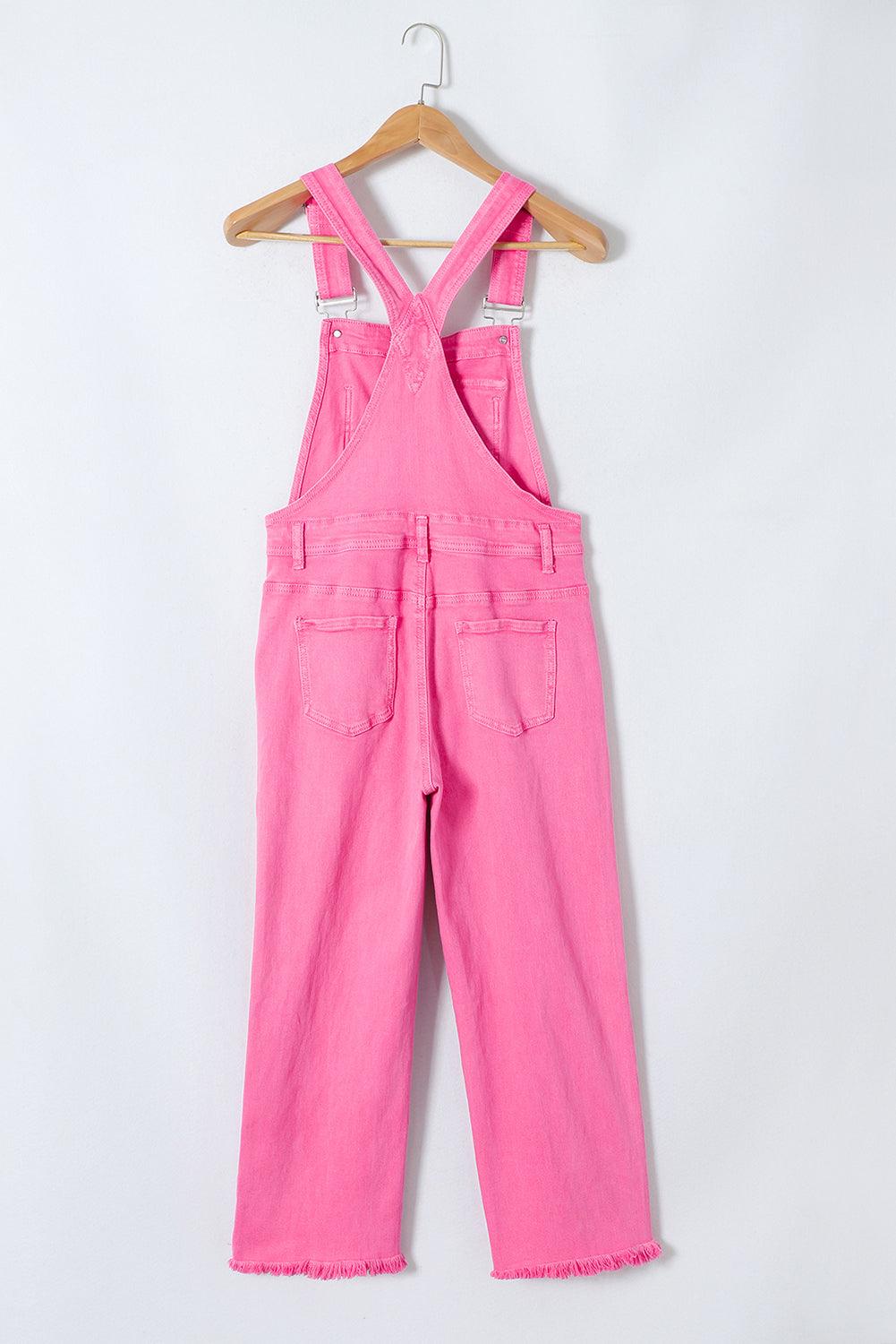 Distressed Pocketed Wide Strap Denim Overalls - Clothes For Her Online Store