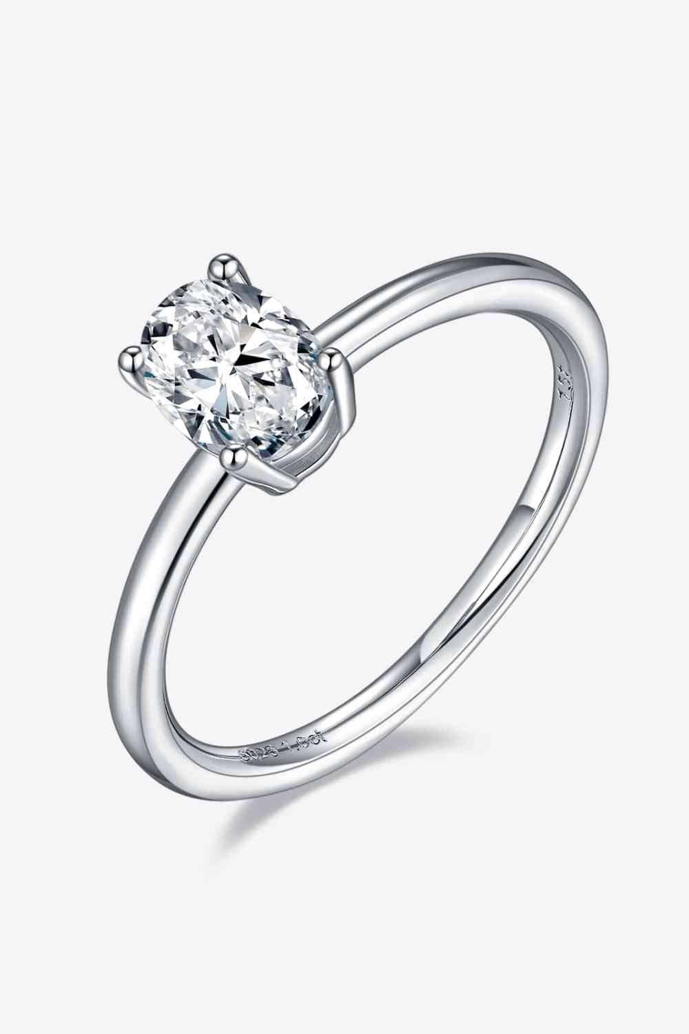 1 Carat Moissanite 925 Sterling Silver Solitaire Ring - Clothes For Her Online Store