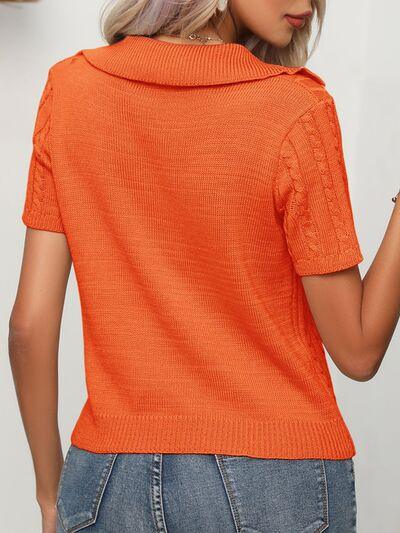 Cable Knit Short Sleeve Top - Clothes For Her Online Store