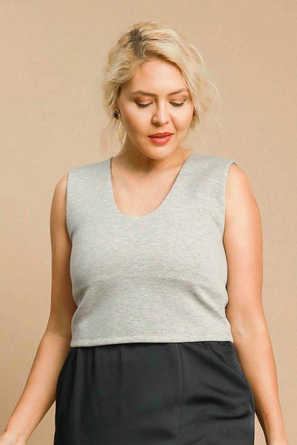 Umgee Full Size Scoop Neck Cropped Tank Plus Size - Clothes For Her Online Store