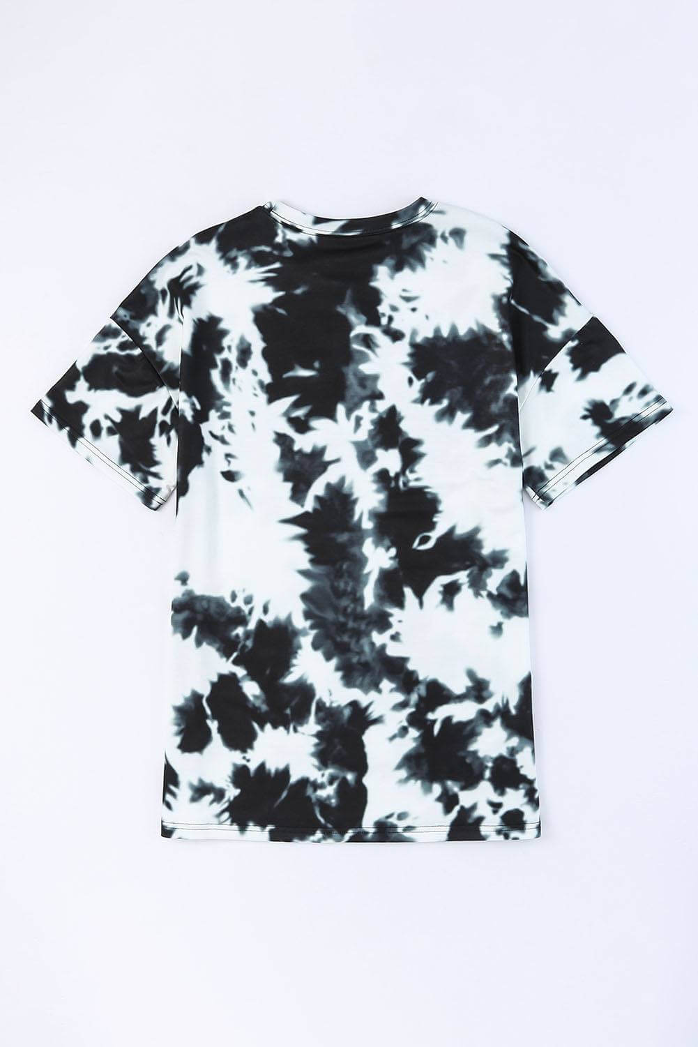 Tie-Dye Round Neck Short Sleeve Tunic Tee - Clothes For Her Online Store