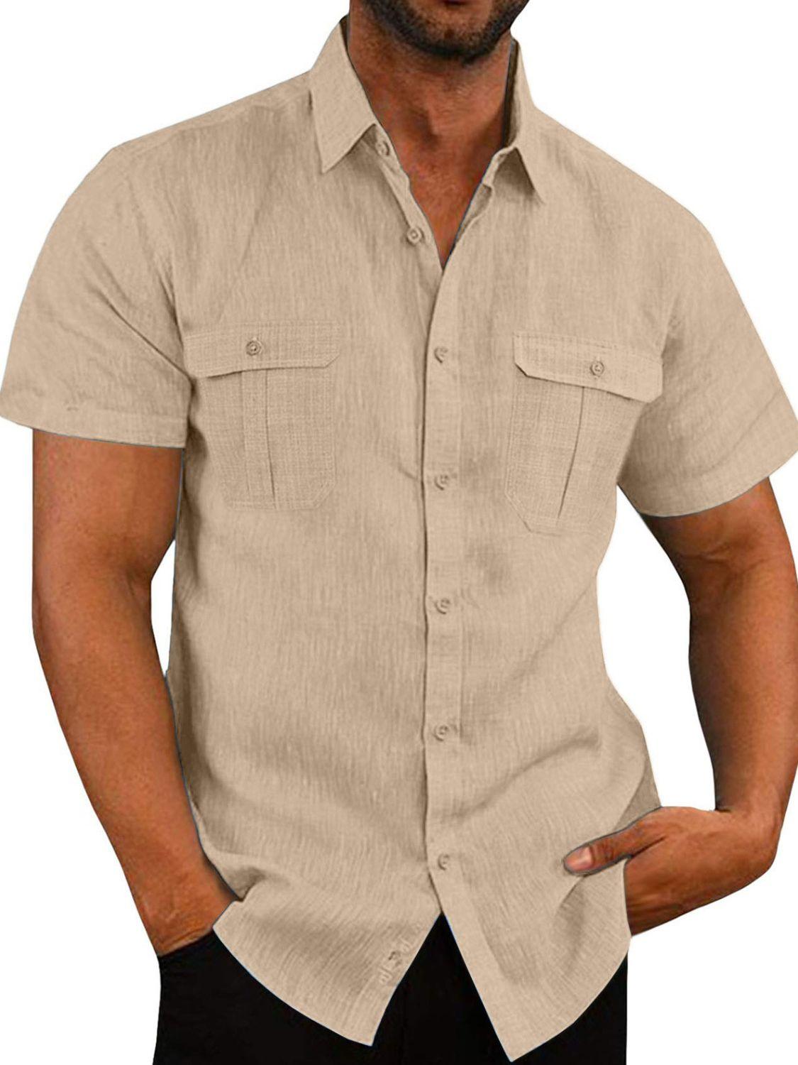 Men's Plus Size Collared Neck Short Sleeve Shirt - Clothes For Her Online Store